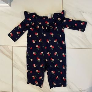 Janie and Jack Ruffle Cherry Outfit 0-3 EUC